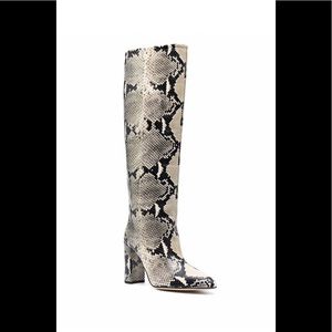 Paris Texas Knee-High Python-Embossed Leather Boots